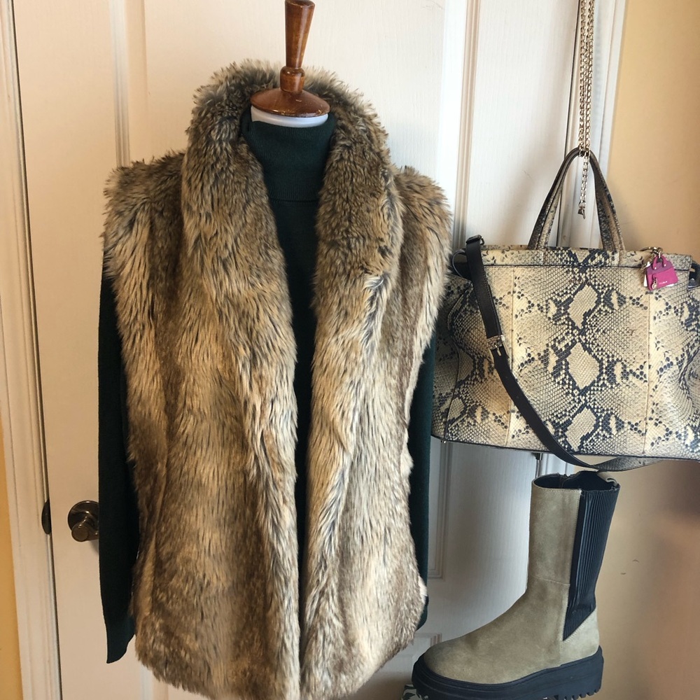 Plush Taupe Faux Fur Vest Sleeveless Cozy